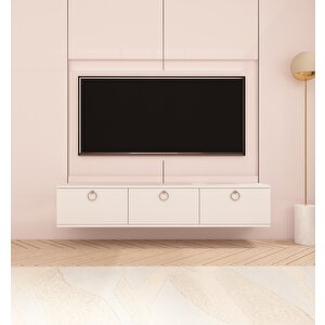 Sıla 150 Cm Duvara Monte Tv Sehpası Beyaz Beyaz