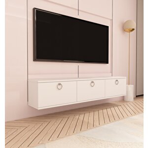 Sıla 150 Cm Duvara Monte Tv Sehpası Beyaz Beyaz