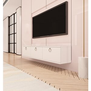 Sıla 150 Cm Duvara Monte Tv Sehpası Beyaz Beyaz