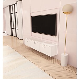 Sıla 150 Cm Duvara Monte Tv Sehpası Beyaz