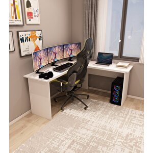 Kerva L Çalışma Masası Beyaz Beyaz