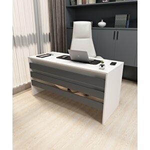 Karin Çalışma Ofis Masası | Beyaz-Antrasit Antrasit Beyaz