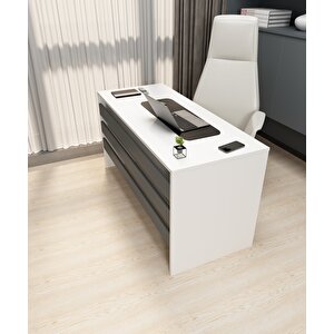 Karin Çalışma Ofis Masası | Beyaz-Antrasit Antrasit Beyaz