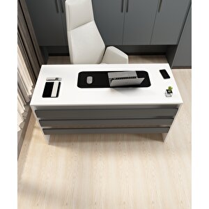 Karin Çalışma Ofis Masası | Beyaz-Antrasit