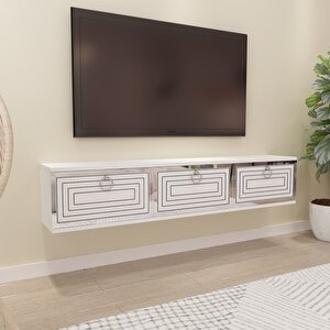 Palo Gümüş Duvara Monte Tv Ünitesi Beyaz-Gümüş Beyaz-Gümüş