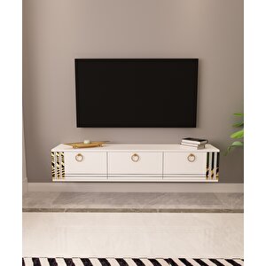 Sahran Tv Ünitesi Duvara Monte Beyaz-Altın Beyaz-Altın