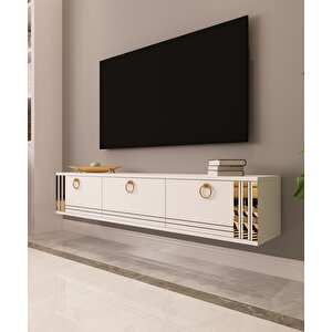 Sahran Tv Ünitesi Duvara Monte Beyaz-Altın Beyaz-Altın