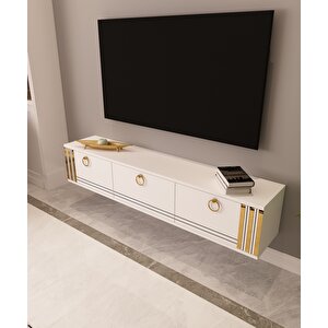 Sahran Tv Ünitesi Duvara Monte Beyaz-Altın Beyaz-Altın