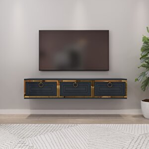 Palo Altın Duvara Monte Tv Ünitesi Antrasit-Altın Antrasit