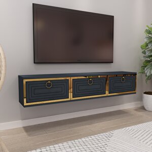 Palo Altın Duvara Monte Tv Ünitesi Antrasit-Altın