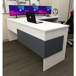 Sell L Çalışma Ofis Gaming Oyuncu Masası Beyaz-Antrasit Antrasit Beyaz