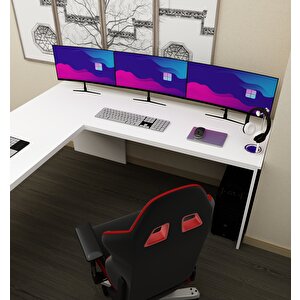 Sell L Çalışma Ofis Gaming Oyuncu Masası Beyaz-Antrasit Antrasit Beyaz