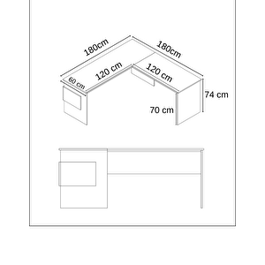 Sell L Çalışma Ofis Gaming Oyuncu Masası Beyaz-Beyaz