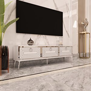 Palo Gümüş Tv Ünitesi Beyaz-Gümüş Beyaz-Gümüş