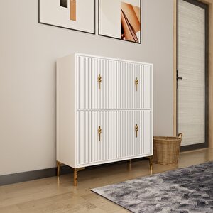 Lago Çok Amaçlı Ayakkabı Dolabı Beyaz-Altın Beyaz-Altın