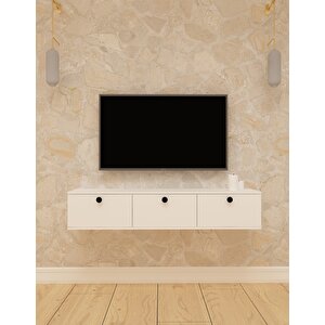 Salkım 150 Cm Duvara Monte Tv Sehpası Beyaz Beyaz