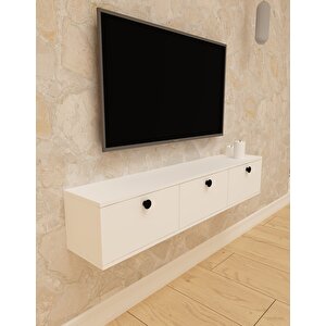 Salkım 150 Cm Duvara Monte Tv Sehpası Beyaz Beyaz