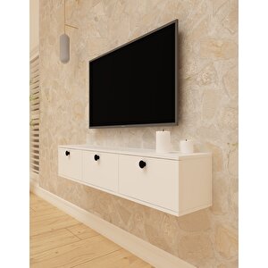Salkım 150 Cm Duvara Monte Tv Sehpası Beyaz Beyaz