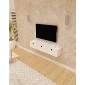 Salkım 150 Cm Duvara Monte Tv Sehpası Beyaz