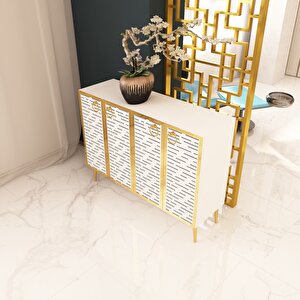 Rami Altın Çok Amaçlı Dolap - Konsol Beyaz-Altın