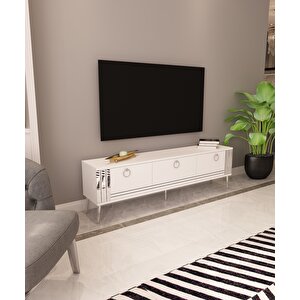 Lora Tv Ünitesi Beyaz-Gümüş