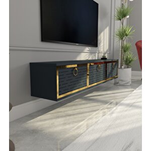 Rami Duvara Monte Tv Ünitesi -Antrasit-Altın Antrasit