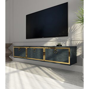 Rami Duvara Monte Tv Ünitesi -Antrasit-Altın Antrasit