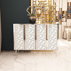 Rami Gümüş Çok Amaçlı Dolap - Konsol Beyaz-Gümüş Beyaz-Gümüş