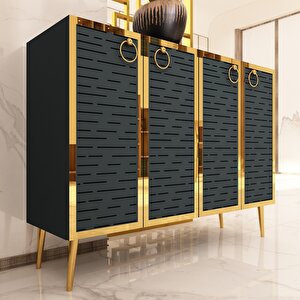 Rami Altın Çok Amaçlı Dolap - Konsol Antrasit-Altın Antrasit