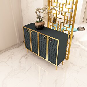 Rami Altın Çok Amaçlı Dolap - Konsol Antrasit-Altın