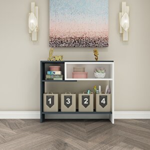 Moma Kahve Köşesi Dresuar Beyaz-Antrasit Sepet-Beyaz-Antrasit