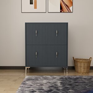 Lago Çok Amaçlı Ayakkabı Dolabı Antrasit-Gümüş Antrasit Gümüş