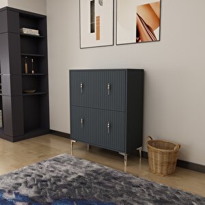 Lago Çok Amaçlı Ayakkabı Dolabı Antrasit-Gümüş Antrasit Gümüş