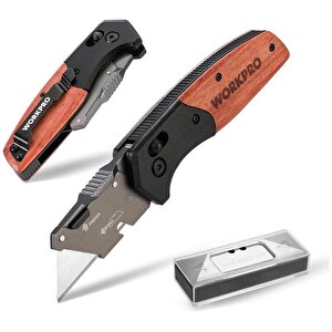 Wp211035 Ağır Hizmet Çelik/ahşap Gövde Katlanır Rötuş Maket Bıçağı + 11 Adet Yedek Bıçak