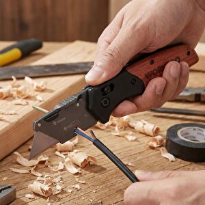 Workpro Wp211035 Ağır Hizmet Çelik/ahşap Gövde Katlanır Rötuş Maket Bıçağı + 11 Adet Yedek Bıçak