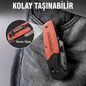 Workpro Wp211035 Ağır Hizmet Çelik/ahşap Gövde Katlanır Rötuş Maket Bıçağı + 11 Adet Yedek Bıçak