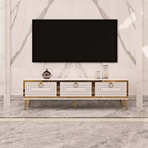 Palo Altın Tv Ünitesi Beyaz-Altın Beyaz-Altın