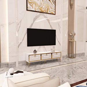 Palo Altın Tv Ünitesi Beyaz-Altın