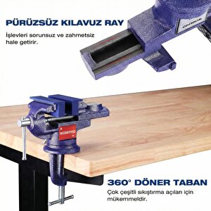 Wp233010 65mm 360° Döner Tabanlı Örslü Profesyonel Mini Tezgâh Mengene