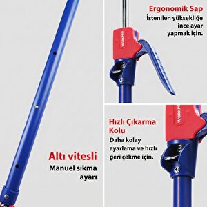 Workpro Wp289034 137-290cm 70kg Teleskobik Mandallı Ayarlanabilir 2’li Çelik Destek Direği + Taşıma Çantası