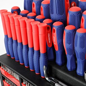 Wp200560 100 Parça Duvar Askı Aparatlı Profesyonel Cr-v Manyetik Tornavida Ve Bits Uç Seti