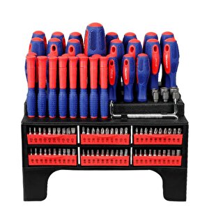 Wp200560 100 Parça Duvar Askı Aparatlı Profesyonel Cr-v Manyetik Tornavida Ve Bits Uç Seti