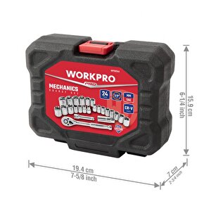 Workpro Wp202541 3/8'’ Cr-v 24 Parça Metrik/i̇nç Ağır Hizmet Lokma Takımı