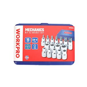 Workpro Wp202596 1/2'’ Cr-v 16 Parça Ağır Hizmet Torx Lokma Soketi / Ucu