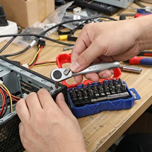 Wp200534 32 Parça 1/4'’ Profesyonel Mini Cırcır Lokma Kollu Bits Vidalama Seti