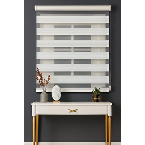 Ekru Beyaz Geniş Pliseli Düz Zebra Stor Perde 75x260 Cm 75x260 cm