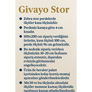 Ekru Beyaz Geniş Pliseli Düz Zebra Stor Perde 75x260 Cm