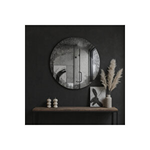 Yuvarlak Dekoratif Ayna | Modern Minimalist Duvar Ve Banyo Aynası | Özel Ölçü Seçenekli 96x96 cm