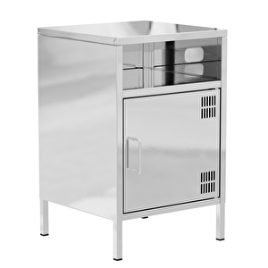 Pera Komodin Açık Raflı 41,5 X 40 X 64,50 Cm - Gümüş Renk - Efekt Boyalı Gümüş