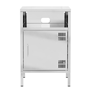 Pera Komodin Açık Raflı 41,5 X 40 X 64,50 Cm - Gümüş Renk - Efekt Boyalı Gümüş